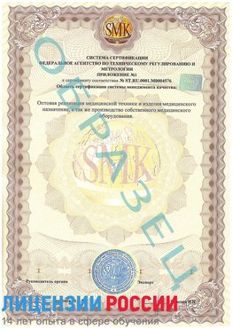 Образец сертификата соответствия (приложение) Заринск Сертификат ISO 13485